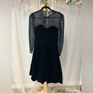 Vintage 1980s Karen Lucas for Niki black velvet dress with sheer sleeves